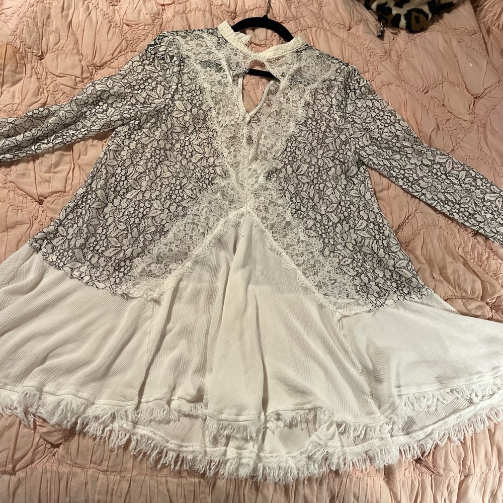Free People Black and White Lace Tunic - Picture 8 of 9